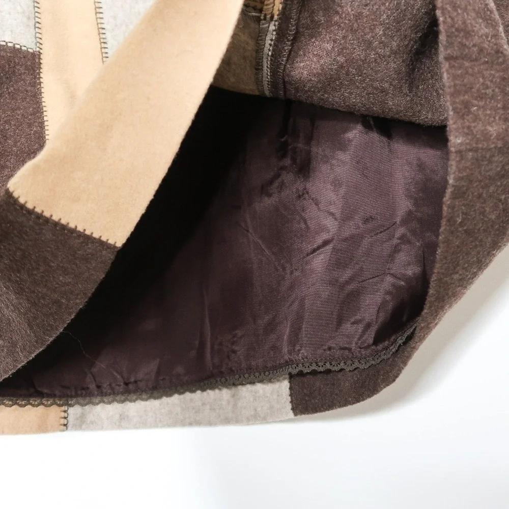 The Limited Womens Skirt 8 Wool Brown Tan Pencil‎ Patchwork Academia 90s Gilmore